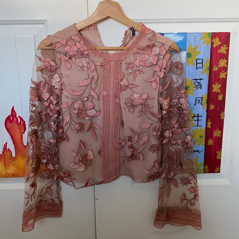 Net Long sleeve pink shirt